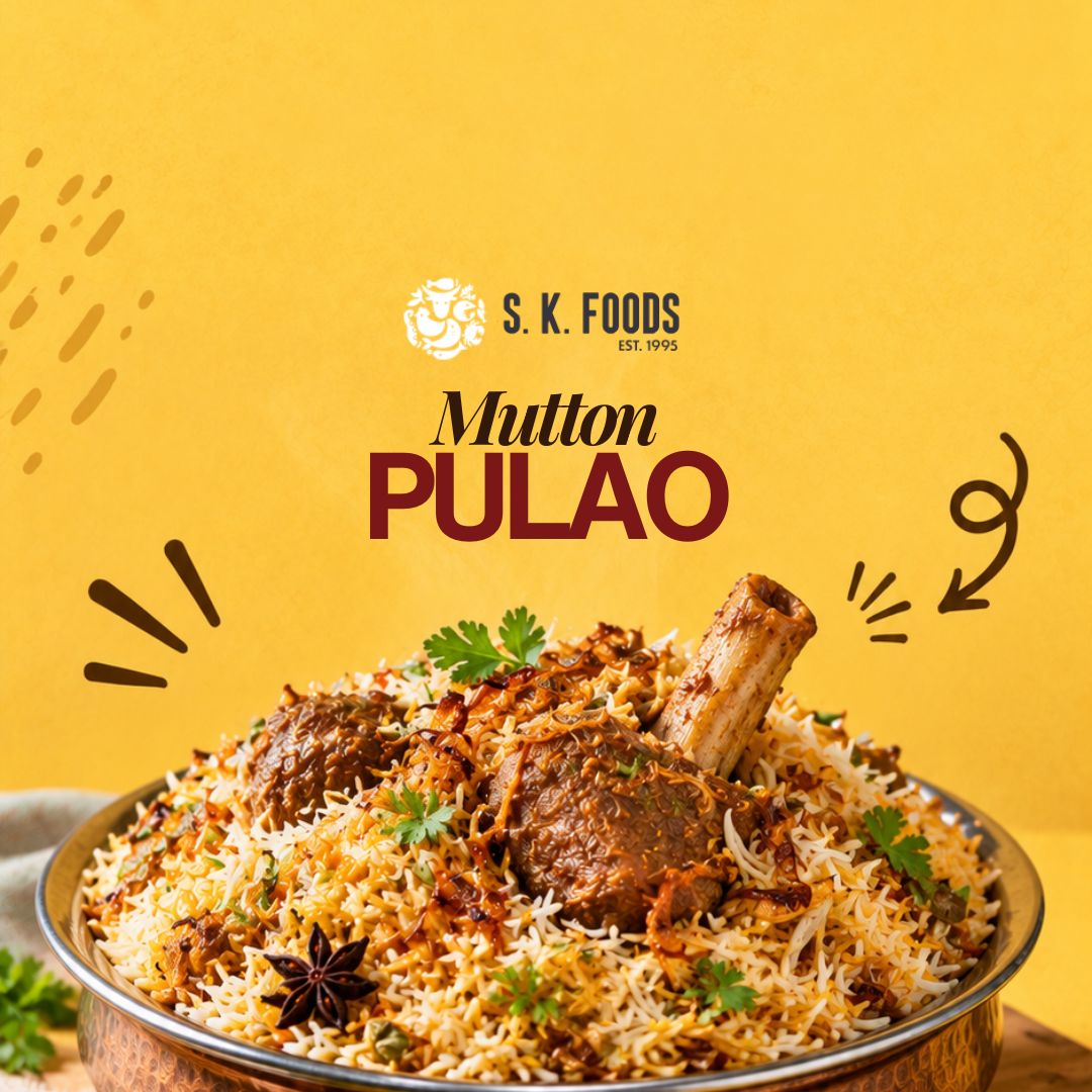 Homemade mutton pulao with tender bone-in mutton cubes, fragrant basmati rice and aromatic spices served in a dish