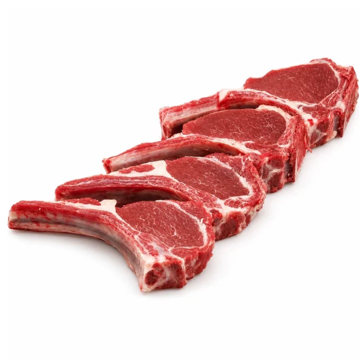 Fresh Halal lamb chops with bone-in cuts, ideal for grilling and barbecuing.